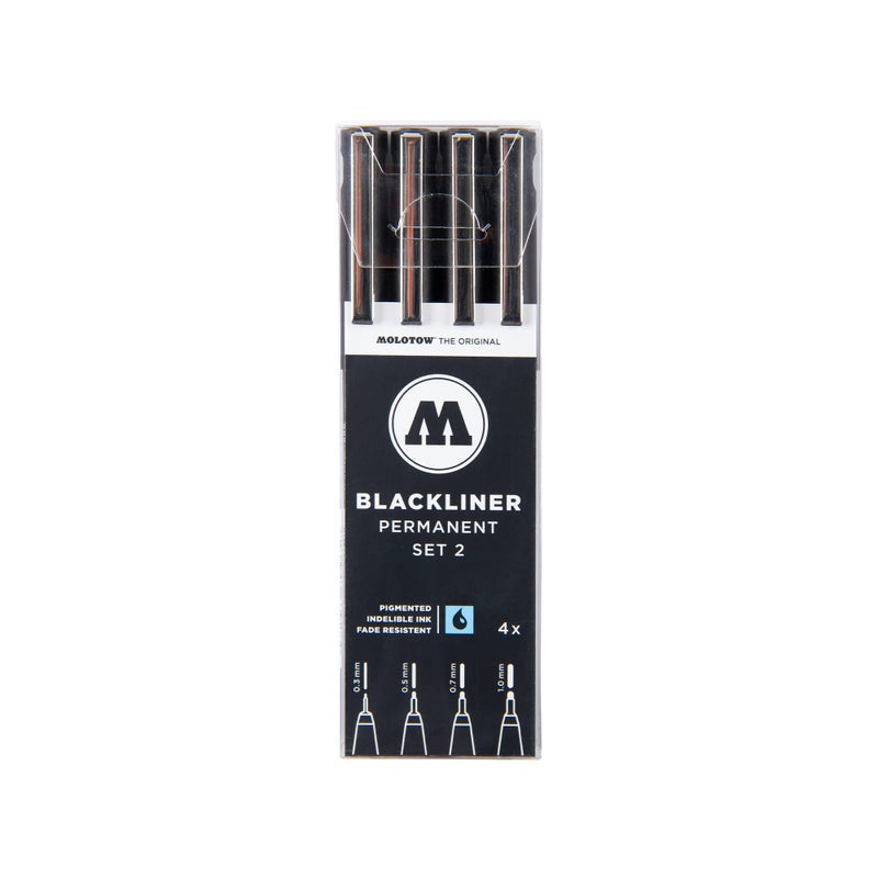 MOLOTOW Blackliner 4-Pen Set 2 - .3mm, 5mm, 7mm, 1mm Tips, 1 Set Each (200.487) - Image 5